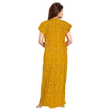 Women's Cotton Printed Maxi Nighty (Yellow) - GillKart