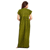 Women's Cotton Printed Maxi Nighty (Green) - GillKart