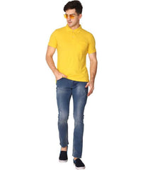 Men's Half Sleeve Polo Collar Cotton T Shirt (Yellow) - GillKart