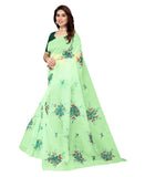 Women's Organza Floral Pattern Sarees (Parrot Green, 5-6 Mtrs) - GillKart