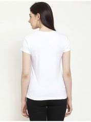 Women's Cotton Blend Graphic Cat Printed T-Shirt (White) - GillKart