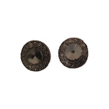 Women's Alloy Metal Stud Stone And Mirror Work Gold Plated Stud (Greay) - GillKart