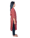 Women's Sambalpuri Certified Handloom Pure Cotton Straight Kurti (Maroon) - GillKart