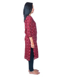 Women's Sambalpuri Certified Handloom Pure Cotton Straight Kurti (Maroon) - GillKart