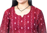 Women's Sambalpuri Certified Handloom Pure Cotton Straight Kurti (Maroon) - GillKart