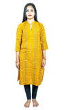 Women's Sambalpuri Certified Handloom Pure Cotton Straight Kurti (Yellow) - GillKart