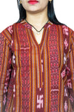 Women's Sambalpuri Certified Handloom Pure Cotton Straight Kurti (Maroon) - GillKart