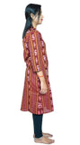 Women's Sambalpuri Certified Handloom Pure Cotton Straight Kurti (Maroon) - GillKart