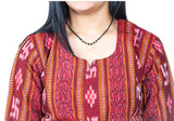 Women's Sambalpuri Certified Handloom Pure Cotton Straight Kurti (Maroon) - GillKart