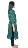 Women's Sambalpuri Certified Handloom Pure Cotton Straight Kurti (Green) - GillKart