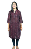 Women's Sambalpuri Certified Handloom Pure Cotton Straight Kurti (Brown) - GillKart