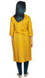 Women's Sambalpuri Certified Handloom Pure Cotton Straight Kurti (Yellow) - GillKart