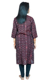 Women's Sambalpuri Certified Handloom Pure Cotton Straight Kurti (Brown) - GillKart