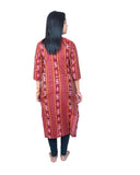 Women's Sambalpuri Certified Handloom Pure Cotton Straight Kurti (Maroon) - GillKart