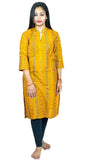 Women's Sambalpuri Certified Handloom Pure Cotton Straight Kurti (Yellow) - GillKart