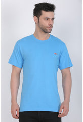 Men's Cotton Jersey Round Neck Plain Tshirt (Turquoise Blue) - GillKart