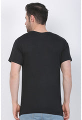 Men's Cotton Jersey V Neck Plain Tshirt (Black) - GillKart