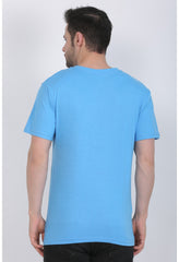 Men's Cotton Jersey Round Neck Plain Tshirt (Turquoise Blue) - GillKart