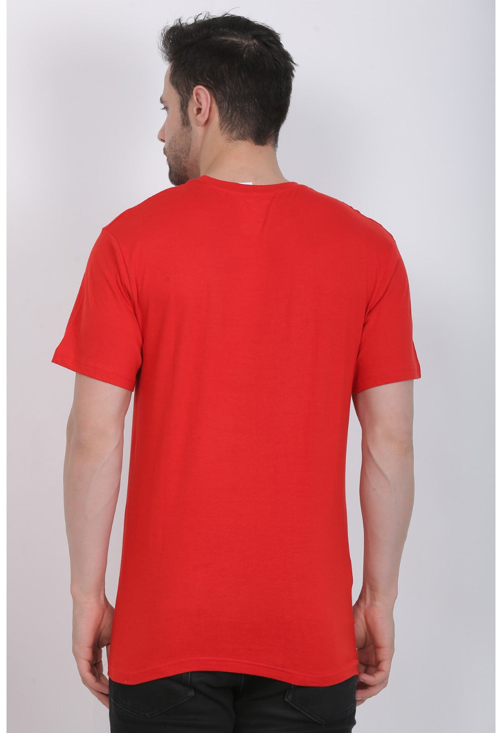 Men's Cotton Jersey Round Neck Plain Tshirt (Red) - GillKart