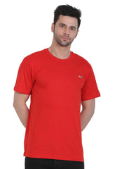 Men's Cotton Jersey Round Neck Plain Tshirt (Red) - GillKart