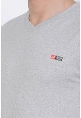 Men's Cotton Jersey V Neck Plain Tshirt (Grey Melange) - GillKart