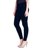 Women's Cotton Stretchable Skin Fit Ankle Length Leggings (Navy Blue) - GillKart