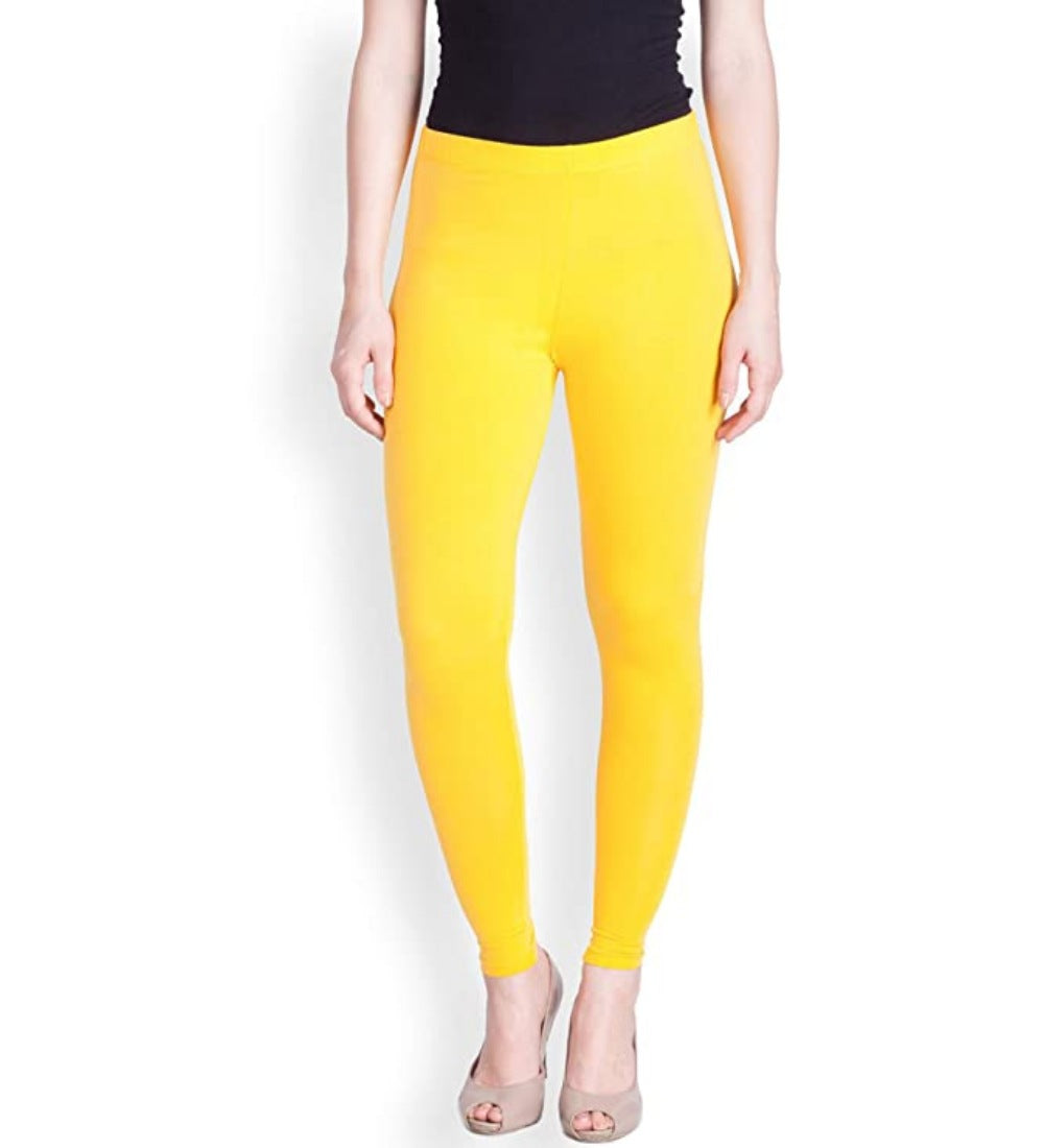 Women's Cotton Stretchable Skin Fit Ankle Length Leggings (Yellow) - GillKart