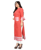 Women's Cotton Digital Printed Straight Kurti (Peach) - GillKart