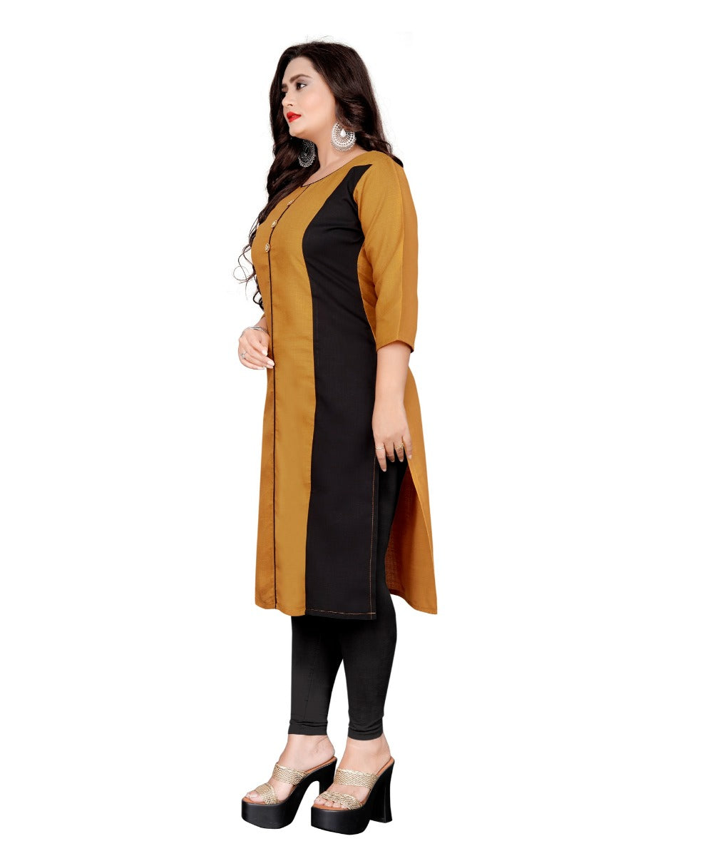 Women's Cotton Soild Straight Kurti (Mustard Yellow) - GillKart