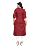 Women's Cotton Soild A-Line Kurti (Maroon) - GillKart