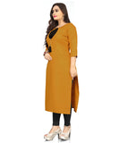 Women's Cotton Soild A-Line Kurti (Mustard Yellow) - GillKart