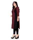 Women's Cotton Soild Straight Kurti (Brown) - GillKart