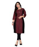 Women's Cotton Soild Straight Kurti (Brown) - GillKart