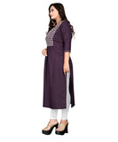 Women's Cotton Embroidery Straight Kurti (Black) - GillKart