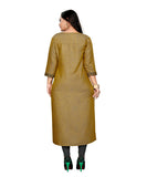 Women's Cotton Embroidery Straight Kurti (Mustard Yellow) - GillKart