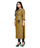 Women's Cotton Embroidery Straight Kurti (Mustard Yellow) - GillKart