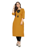 Women's Cotton Soild A-Line Kurti (Mustard Yellow) - GillKart