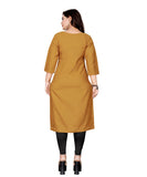 Women's Cotton Soild Straight Kurti (Mustard Yellow) - GillKart