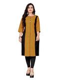 Women's Cotton Soild Straight Kurti (Mustard Yellow) - GillKart