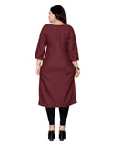 Women's Cotton Soild Straight Kurti (Brown) - GillKart