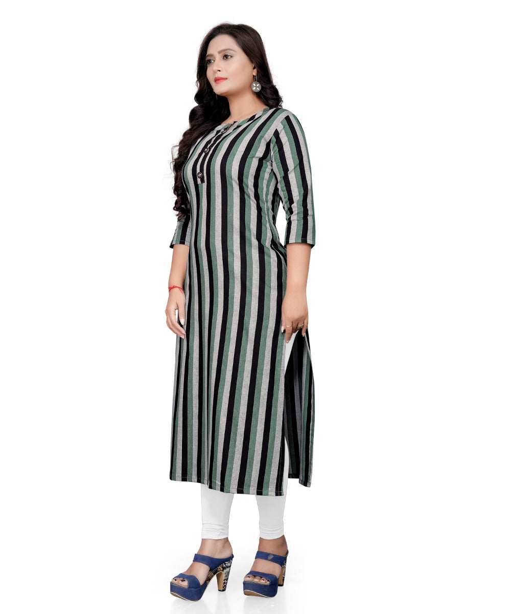 Women's Cotton Printed Straight Kurti (Multi Color) - GillKart