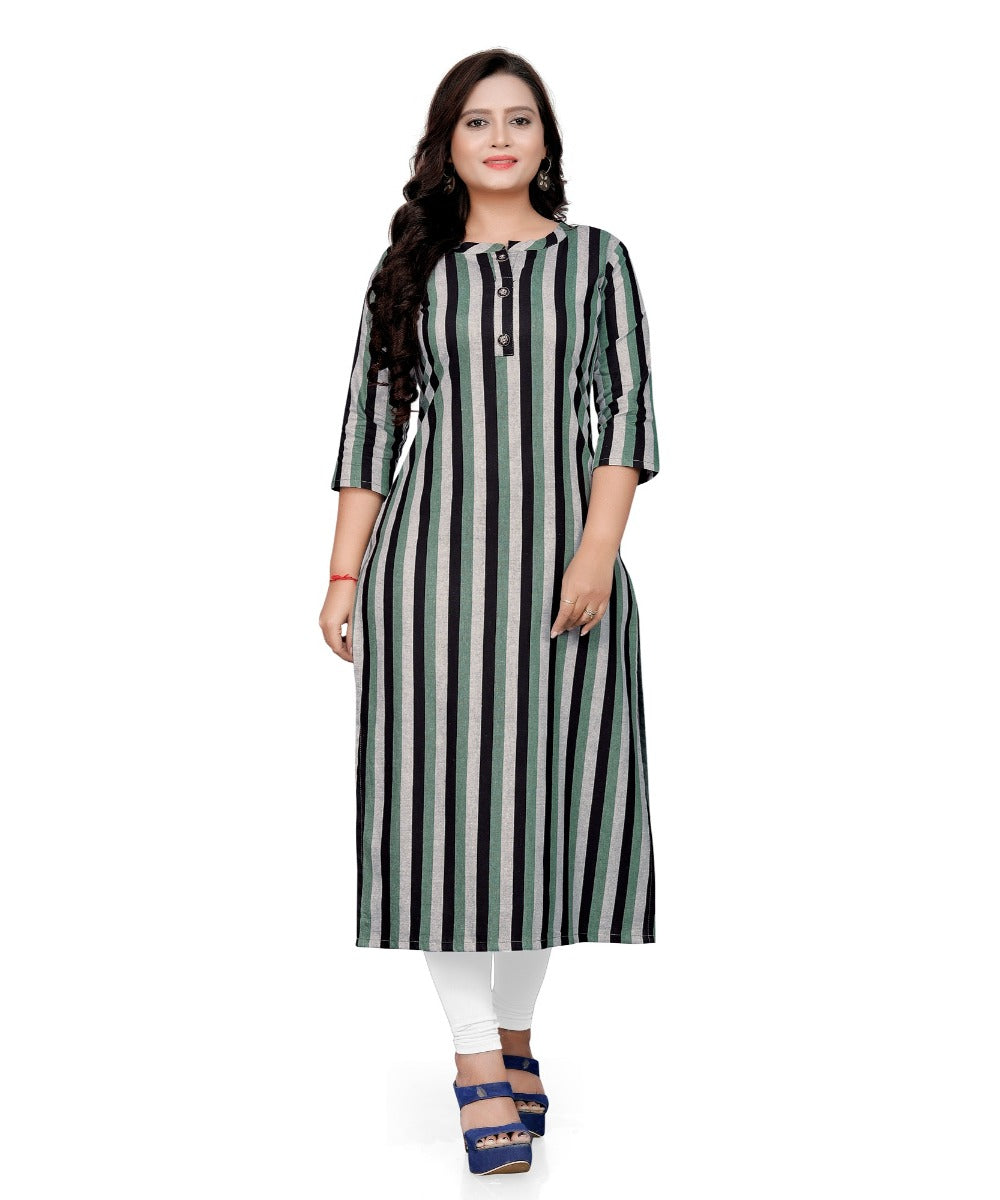 Women's Cotton Printed Straight Kurti (Multi Color) - GillKart