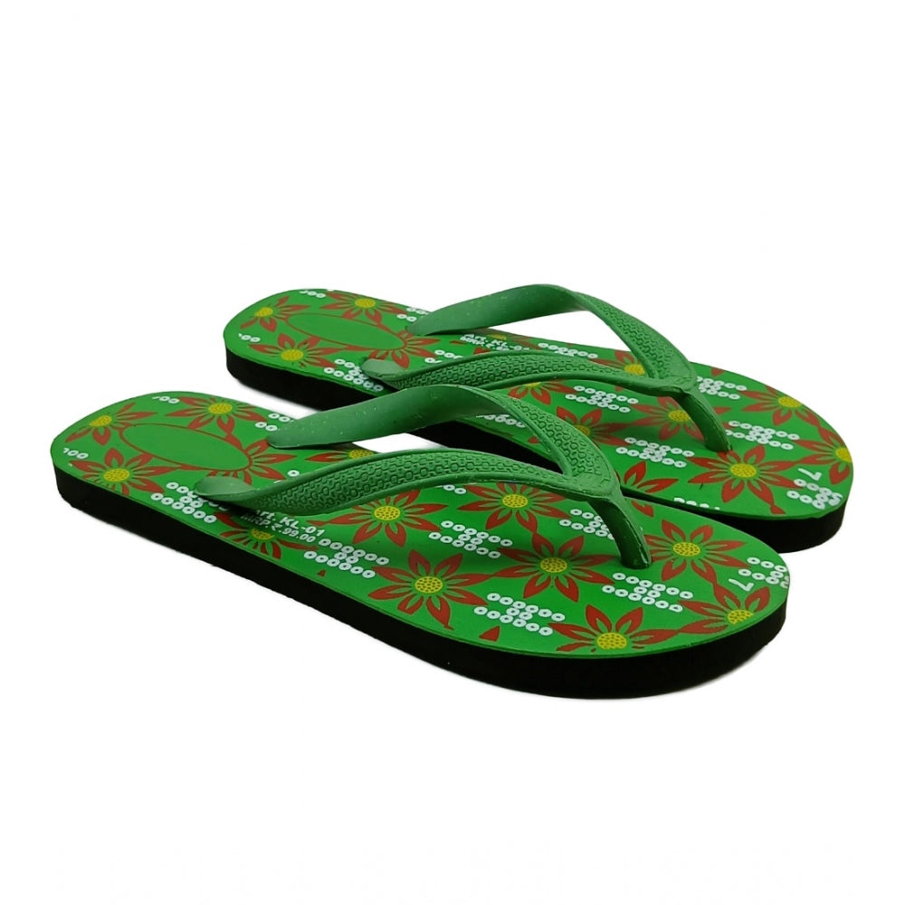 Unisex Printed Lightweight Flip-Flop Hawai Slipper (Green) - GillKart