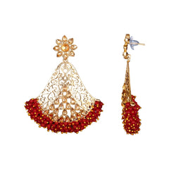 Women's Rose Gold Plated Alloy Earrings (Maroon) - GillKart